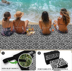 Wallona Outdoor Rugs 5x8 ft Patio Waterproof Clearance Indoor Outdoor Carpet for Patio Plastic Straw Reversible Area Rugs Mat for RV, Camping, Balcony, Beach, Picnic, Porch, Brick Black & Grey