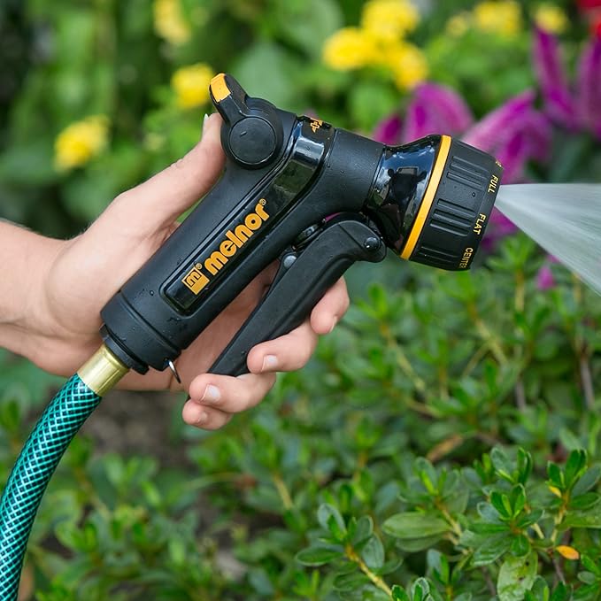 Melnor XT Metal Garden Hose Nozzle; Front Trigger with Flow Control; 8 Watering Patterns; 100% Metal Body with Fully Rubberized Slip Resistant Grip