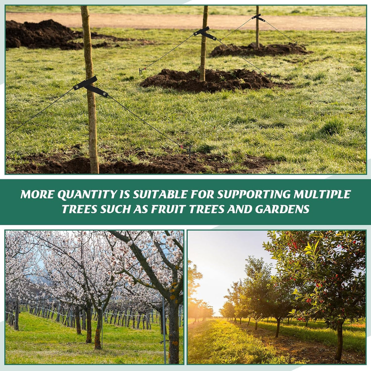 Suzile 120 Pcs Tree Stake Kit, Heavy Duty Tree Staking and Supports for Leaning Trees Include 11. 8'' Steel Stakes 15. 8'' Support Straps 13. 12 ft Ropes for Anchoring Hurricane Protection (Black)