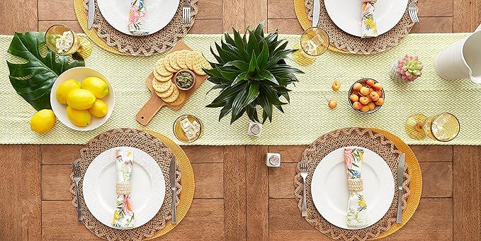 DII Woven Basic Tabletop Collection Chevron Table Runner, 15x72, Avocado