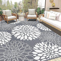 Ileading Reversible Outdoor Rug 9x12Ft Waterproof Patio Rug Carpet Portable Outdoor Plastic Straw Rug Large RV Camping Mat Rug for Patio, Clearance, Deck, Beach, Porch, Camping, Picnic, Grey
