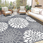 Ileading Reversible Outdoor Rug 9x12Ft Waterproof Patio Rug Carpet Portable Outdoor Plastic Straw Rug Large RV Camping Mat Rug for Patio, Clearance, Deck, Beach, Porch, Camping, Picnic, Grey