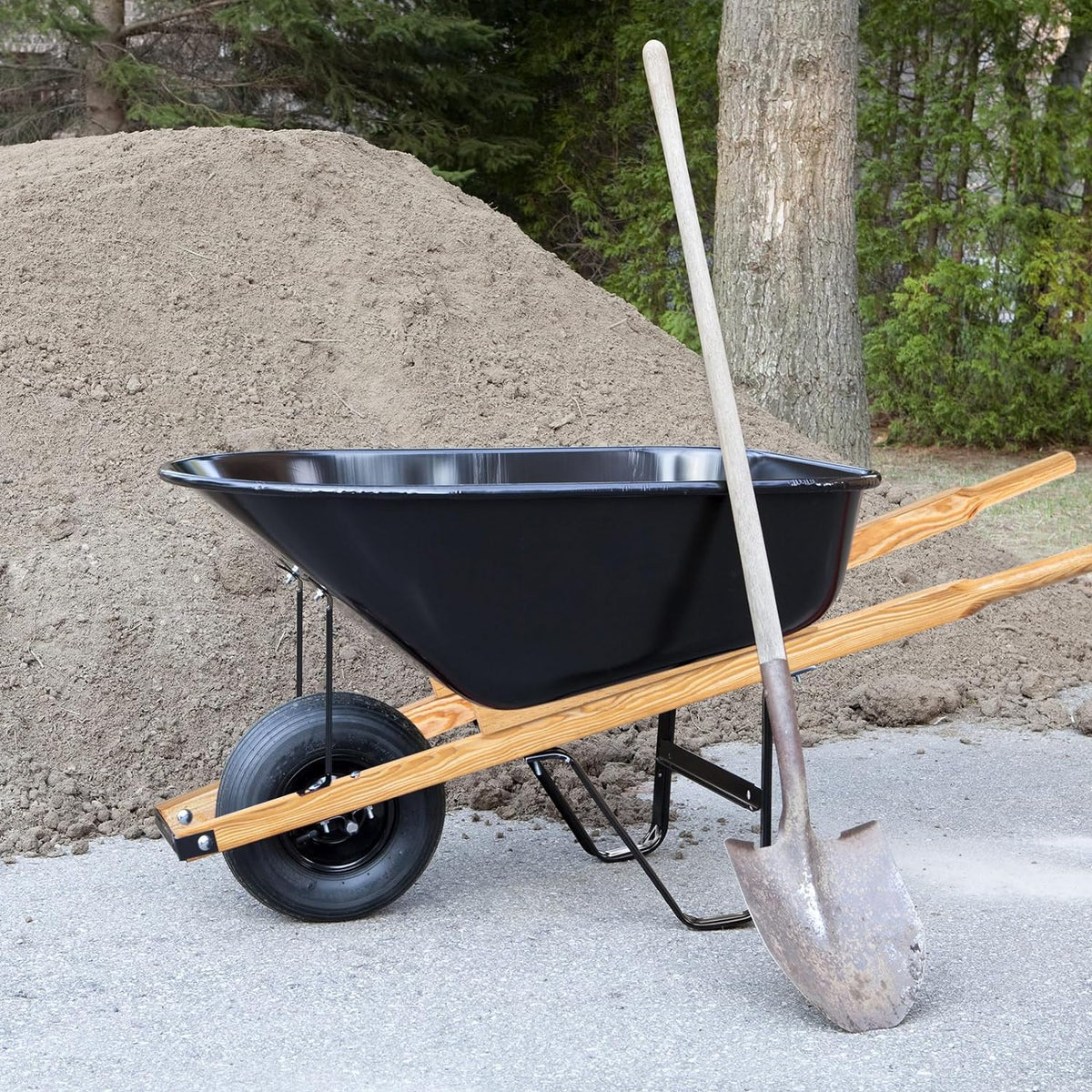 WILLBOND Wheel Barrow Handles Wood Replacement 59'' Wheelbarrow Handles Kit with 2 Wheelbarrow Wedge Heavy Duty Wood with Tough Seal Coat and Pre Drilled Holes for Wheelbarrows, Easy Install