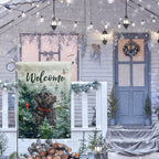 Welcome Winter Garden Flags Black Lab Garden Flag Cardinal Birds on Snowy Pine Tree Flag Labrador Dog Yard Flags for Outside 12x18 Double Sided Christmas Decorative Lawn Flags