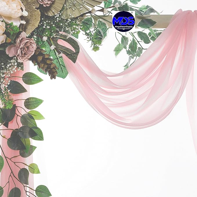 MDS Halloween Chiffon Draping Fabric - 2 Panel, 30" Wide x 50ft Long - Sheer Spooky Arbor & Canopy Drapery for Haunted House Backdrops, Party Ceilings, DIY Costumes & Themed Events - Blush Pink