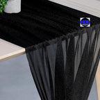 MDS 2 Pack 10ft Chiffon Table Runner 29 x 120 Inches Sheer Wedding Runner Romantic Rustic Table Runner for Wedding Decorations, Birthday Parties, Bridal Shower Party Arch Decor - Black