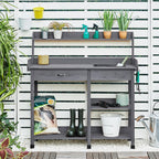 Yaheetech Potting Bench with Sink & Drawer, Outdoor Gardening Table, Gray