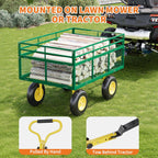 3-in-1 Heavy-Duty Steel Garden Cart, 1400 Lbs Garden Wagon, with 13 Inch All-Terrain Tires and Removable Mesh Side Panels, 180° Rotating Handle, Metal Utility Yard Trailer, Outdoor Gardens Wagon Cart