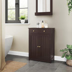 Yaheetech Bathroom Storage Cabinet with Drawer and Double Doors, Free-Standing Organizer with Inner Adjustable Shelf for Living Room, 11.8D x 23.6W x 31.5H in, Espresso