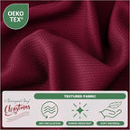 Biscaynebay Textured Fabric Round Christmas Table Cloths 108", Burgundy Water Resistant Washable Folding Table Covers for Dining, Kitchen, Wedding, Parties Machine Washable