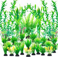 Ameliade Aquarium Artificial Green Plastic Plants Decorations 26 PCS Large Fish Tank Accessories Goldfish Betta Tank Decor