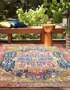 Unique Loom Outdoor Traditional Collection Area Rug - Limon (7' 10" x 11' Rectangle Multi/Red)