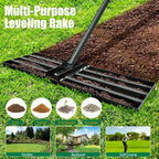 Lawn Leveling rake 34.1"x9.4" Levelawn Tool with 70.5" Adjustable Long Handle Heavy Duty Landscape Leveling Rake Lawn Leveler Yard Tool for Backyard, Golf Course, Garden, Pasture, Farm
