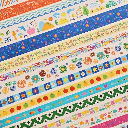 emmoolife 40 Rolls Washi Tape Set, Vibrant Color Palette-Themed Cute Decorative Tapes for Scrapbooking, Bullet Journaling, Junk Journal Supplies, DIY Planner Art, 5-30mm Wide