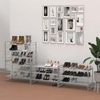 SIMPLE HOUSEWARE 3-Tier Stackable Metal Panel Shoes Rack, Silver