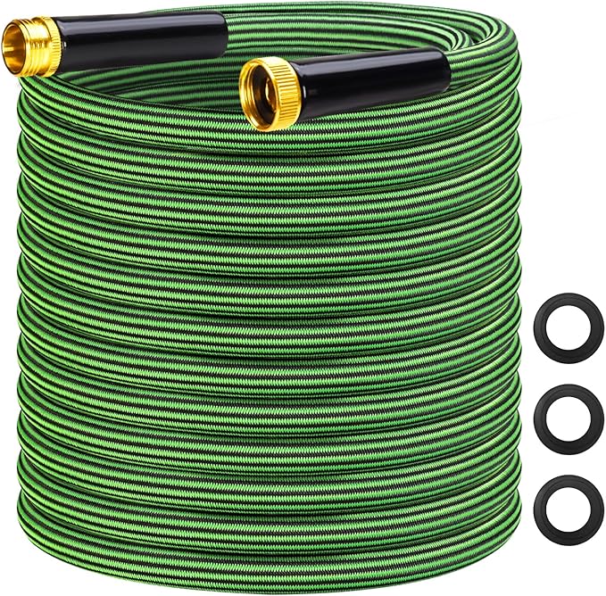 Garden Hose 75 ft Flexible Non-Expandable Water Hose Kink-Free Ultra Lightweight Leak-Proof Durable Portable Wear-Resistant Hoses Pipe with 3/4" Brass Fittings for Outdoor Yard Lawn Car Wash