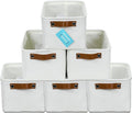 OrganiHaus Small Fabric Storage Baskets for Shelves 6 Pack, 12x8in Closet Storage Bins for Shelves, Cloth Baskets for Organizing, Linen Closet Organizers, Fabric Basket, White Basket