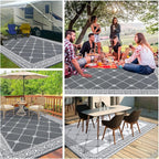 HiiARug Reversible Mats Outdoor Rug 6'x9' for Patio Plastic Straw Patio Rugs Outdoor Rugs Large Floor Mat for Ourdoor Decor,Garden, Patio, Backyard, Deck, Picnic, RV, Camping (Grey)