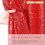 Red Curtains Birthday Sequin Backdrop, 3 Pack 2ft x 8ft Party Photography Background Drapes Christmas Decorations