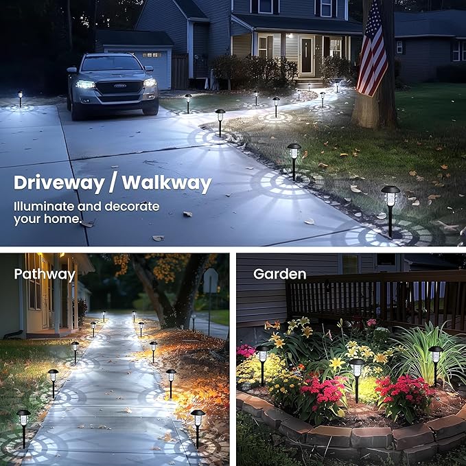 SOLPEX Solar Lights for Outside, Solar Outdoor Pathway Garden Lights Waterproof, Solar Powered Landscape Lighting for Yard, Garden, Pathway, Patio, Porch, Walkway, Driveway, 12 Pack(Cold White)