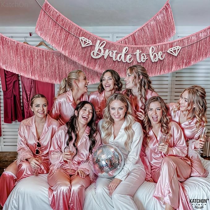 KatchOn, XtraLarge Rose Gold Fringe Banner - Pack of 2 | Rose Gold Backdrop for Bachelorette Party Decorations | Streamers for Birthday Decorations | Fringe Garland for Happy New Year 2026
