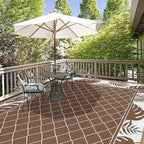 Ileading Outdoor Rug Carpet for Patio 9'x12' Waterproof Reversible Plastic Straw Rug Portable Outside Area Rug Camping Mat for Patio, Clearance, Balcony, Picnic, Pool, Beach, RV, Deck, Brown