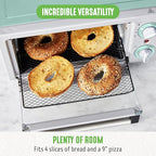 GreenLife Countertop Toaster Oven Air Fryer Stainless Steel, Healthy Ceramic Nonstick, PFAS and PFOA-Free, Tray & Basket, Bake, Broil, Reheat, Adjustable Temp & Time Control, Auto Shutoff, Turquoise
