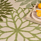 Nourison Home Aloha 4' x 6' Ivory Green Fabric Tropical Area Rug (4' x 6')