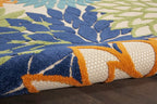 Nourison Aloha Indoor/Outdoor Multicolor 2' x 6' Area-Rug, Tropical, Botanical, Easy-Cleaning, Non Shedding, Bed Room, Living Room, Dining Room, Deck, Backyard, Patio (2x6)
