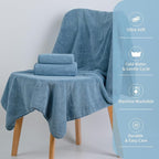 New Microfiber Bath Towel Set, 3 Piece, Oversize, Quick Dry, Lint Free, Includes Body, Hand and Face Towels