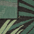 Indoor & Outdoor Rug Flat-Weave Jungle Floral Palm Trees Design Black Green, Size: 6'7" x 9'6"