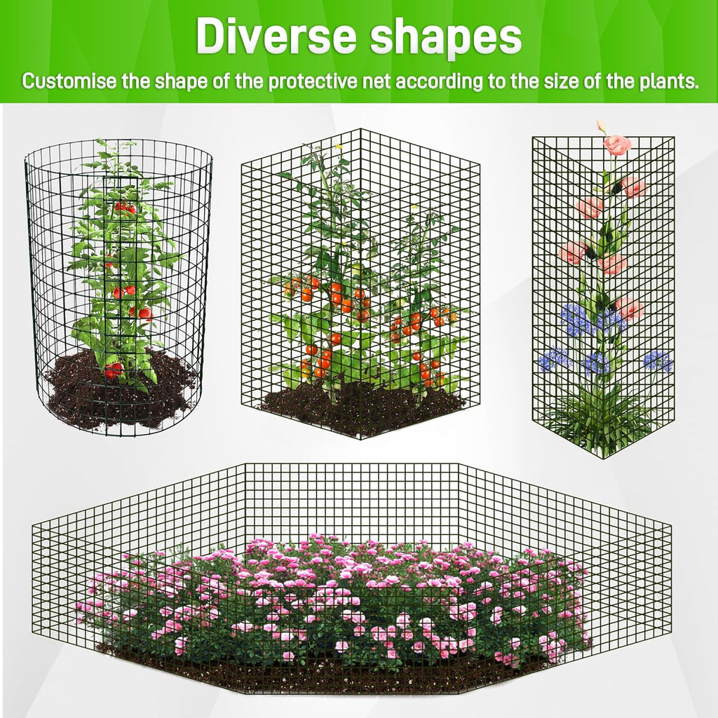 8 Pack Plant Protectors from Animals, 20"x 12" Wire Plant Protector, Wire Cages for Plants with Stakes and Cable Ties, Metal Plant Cages for Plants, Vegetables, Flowers