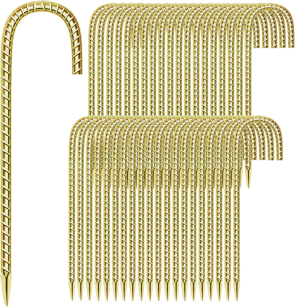 40 Pack 12 Inch Rebar Stakes Anti-Rust Galvanized Steel J Shape Hook Strong Ground Anchors for Tents, Position Kits, Fences, Trampolines Landscape Fabric for Farm Garden