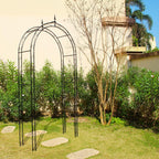 Garden Arbor Arch 98.4" H x 46.5" W, Heavy Duty Iron Archway Decorative Structure Stand Trellis for Climbing Rose Vines Plant Wedding Ceremony Party Outdoor Decor Black