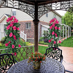 RECUTMS 2PCS Artificial Hanging Flowers 3.3Ft Fake Flower Plants for Home Room Garden Wedding Indoor Outdoor Decoration (Rose Red)