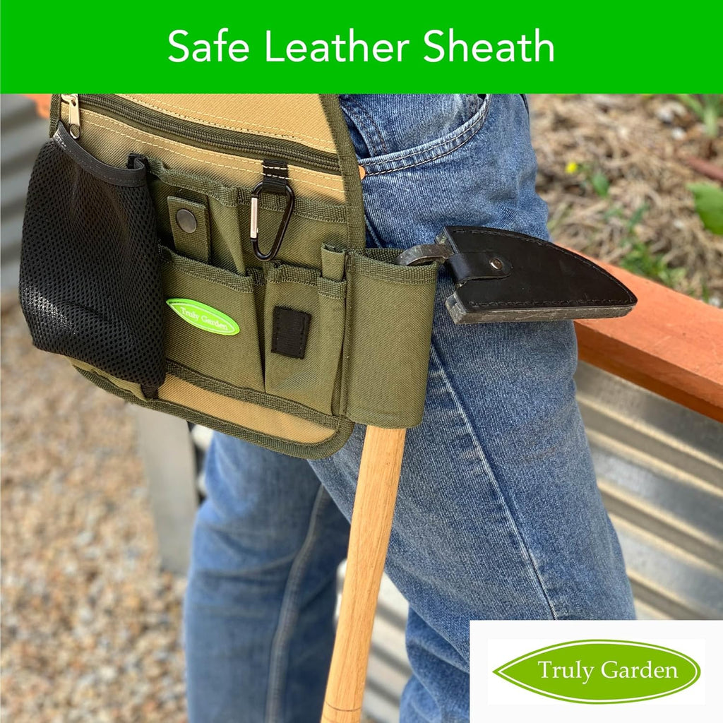 Effortless Weeding: Sharp Sickle Cuts Roots, Saves Time - with Thick Leather Sheath & Sharpening Stone