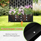 Metal Raised Garden Bed with Trellis, 2-in-1 Planter Box & Privacy Screen for Climbing Plants, Outdoor Standing Flower Bed with Drainage Holes, 35.4" L x 15.7" W x 70.1" H, Black-Square