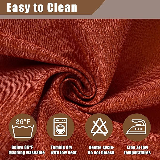 Fitable 2 Pack Faux Linen Fall Tablecloths, Wrinkle Proof Fabric Table Cloth Rectangle, Burlap Textured Table Covers for Thanksgiving Holiday Autumn Dinner Party Farmhouse (Rust, 60 x 84 Inch)