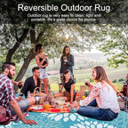 Ileading Reversible Outdoor Rug 8x10Ft Waterproof Patio Rug Carpet Portable Outdoor Plastic Straw Rug Large RV Camping Mat Rug for Patio, Clearance, Deck, Beach, Porch, Camping, Picnic, Teal