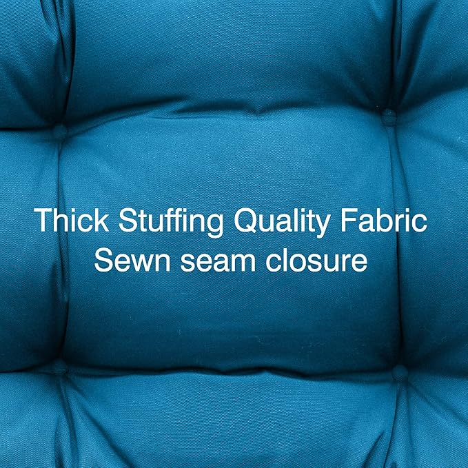 QILLOWAY Outdoor Chair Cushion for Patio Furniture, Waterproof Patio Cushions Set of 2 with Ties, Fade Resistant Replacement Pads for Outdoor Rocking Chairs,Peacock Blue