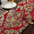 Jacquard Red Table Runner 120" Chenille Decorations for Birthday Wedding Party Handmade Centerpiece