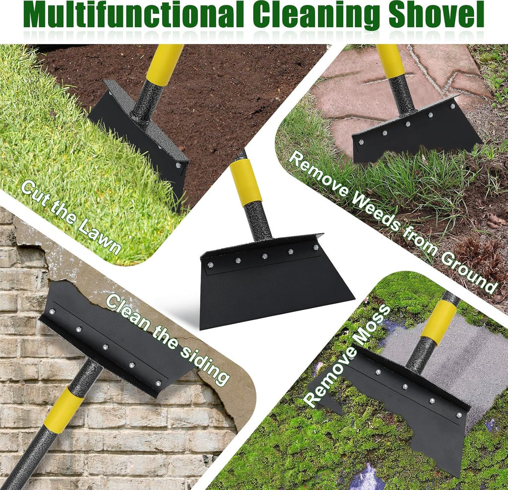 Heavy-Duty Garden Shovel 48inch All-Season Outdoor Tool with 4.3" Wide Blade, Rust-Proof Steel & Ergonomic Handle for Seniors (Weed Removal, Snow Scraper, Moss Cleaner)