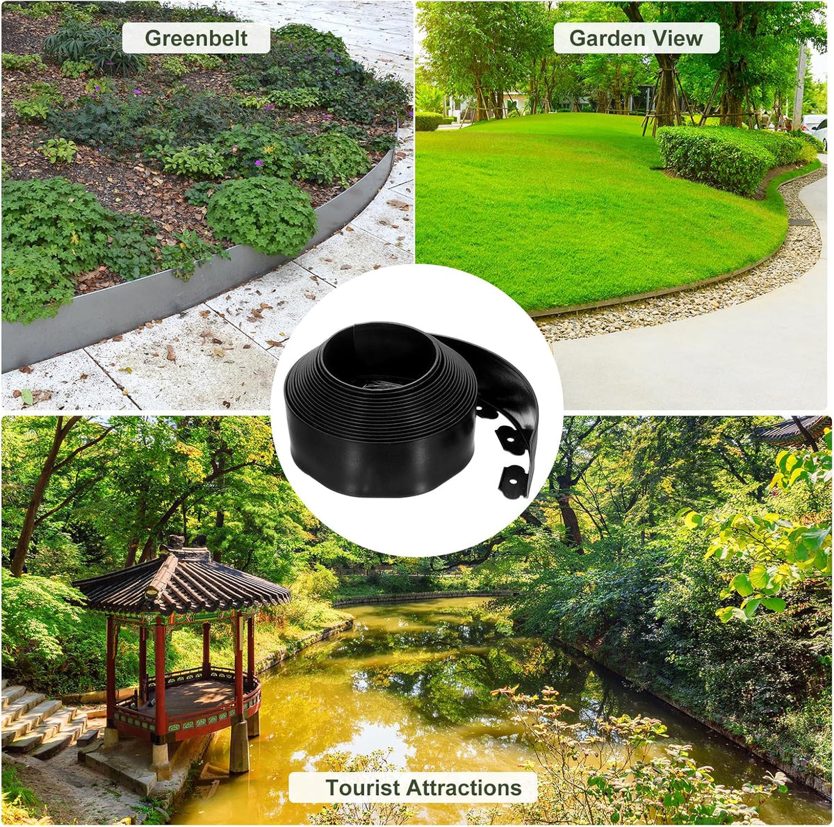 uxcell Landscape Edging, 1Pcs 40FT x 3.94" - No Dig Garden Edging Kit with 36 Stakes, Landscape Edging Border for Garden Lawn Flower Bed Yard Grass (Black)