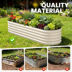 Pattiumo Galvanized Raised Garden Bed 8×2×1.5 FT, Round Metal Raised Garden Bed Outdoor Planter Box with Open Bottom, Rust-Resistant Steel Garden Bed for Vegetables Herbs Flowers, Easy Assembly