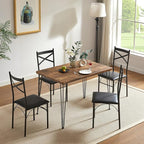 VECELO Kitchen Dining Room Table Set with 4 Chairs for Small Space, Apartment,Metal Steel Frame