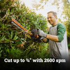 WORX 22" Cordless Hedge Trimmer, Electric Hedge Trimmer with Dual-Action Blades, Lightweight Bush Trimmer with 5.5 LBS, Battery & Charger Included, WG261