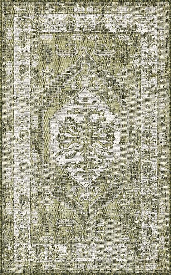 Unique Loom Outdoor Traditional Collection Area Rug - Valeria (3' 3" x 5' 3" Rectangle, Green/ Light Green)