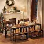 Shahoo Kitchen Table and 2 Chairs for 4 with Bench, 4 Piece Dining Sets for Small Space, Brown