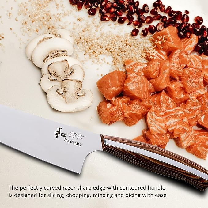NAGOMI] 8 inch Chef Knife | Stainless Steel HRC58 Professional Japanese Kitchen Cooking Knife with Ergonomic Handle for Thick Meat and Fish | Stylish Gift Box