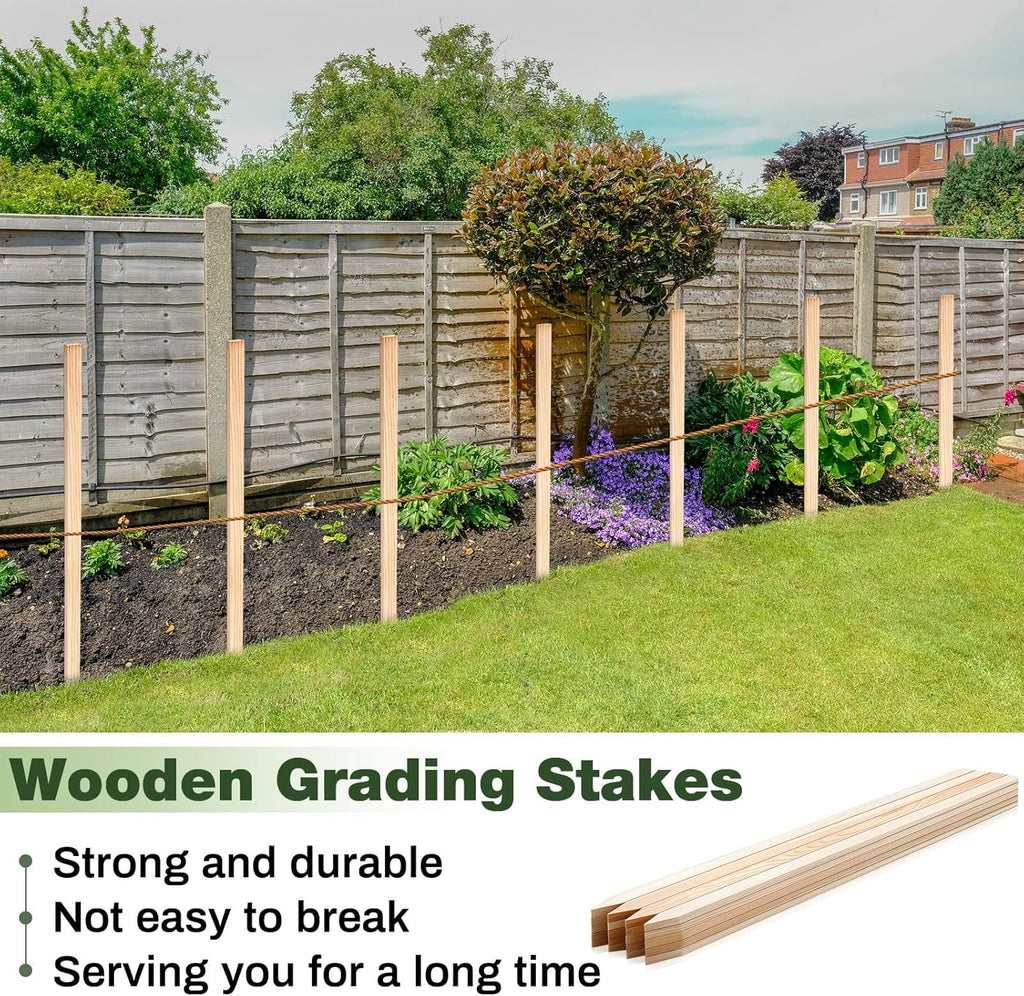 20 Pieces Wooden Garden Stakes 48 Inch Grade and Survey Stakes Wooden Garden and Sign Posts for Plant Support Silt Fence Yard Farm Survey Boundaries Baselines